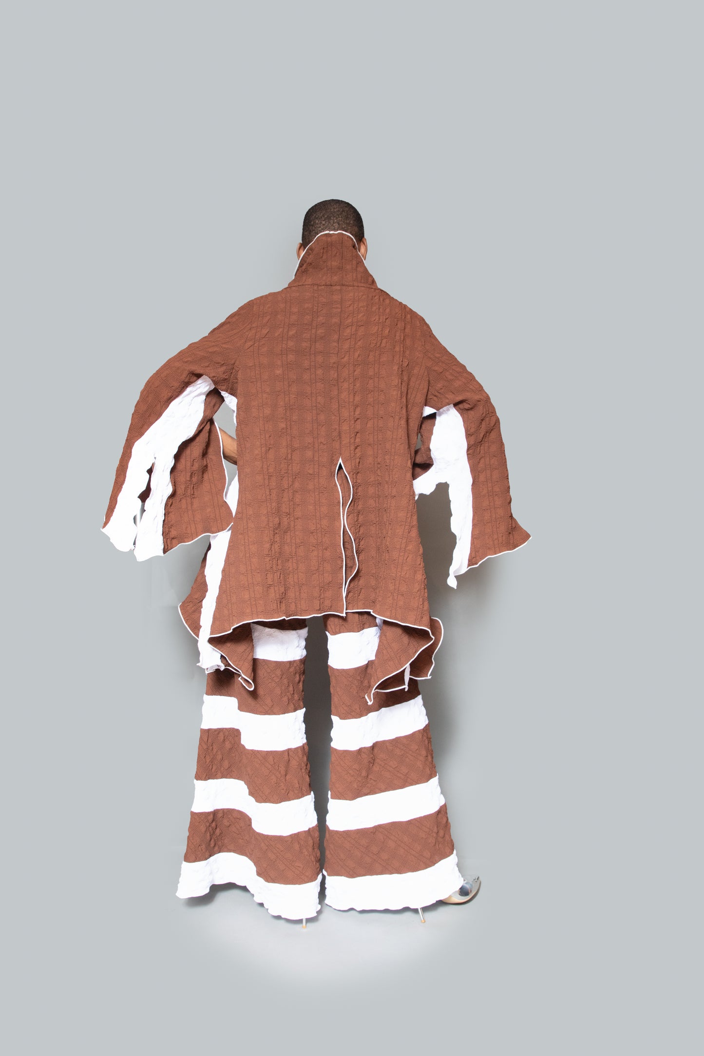 Color block brown white pants