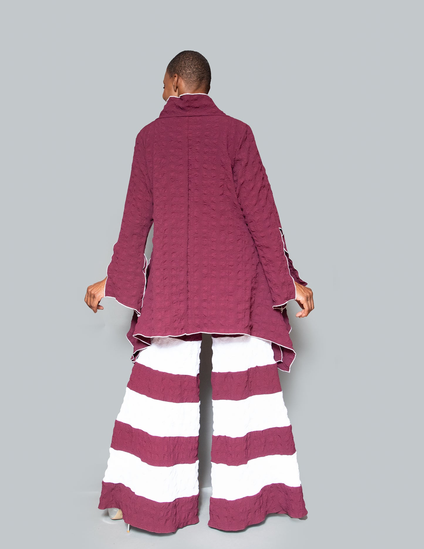 Color block brown bordeaux pants