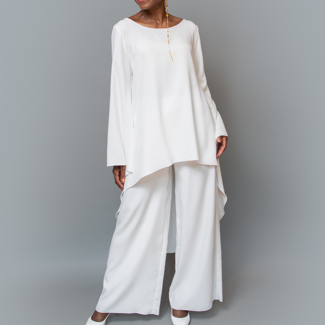 High-low bell sleeve top