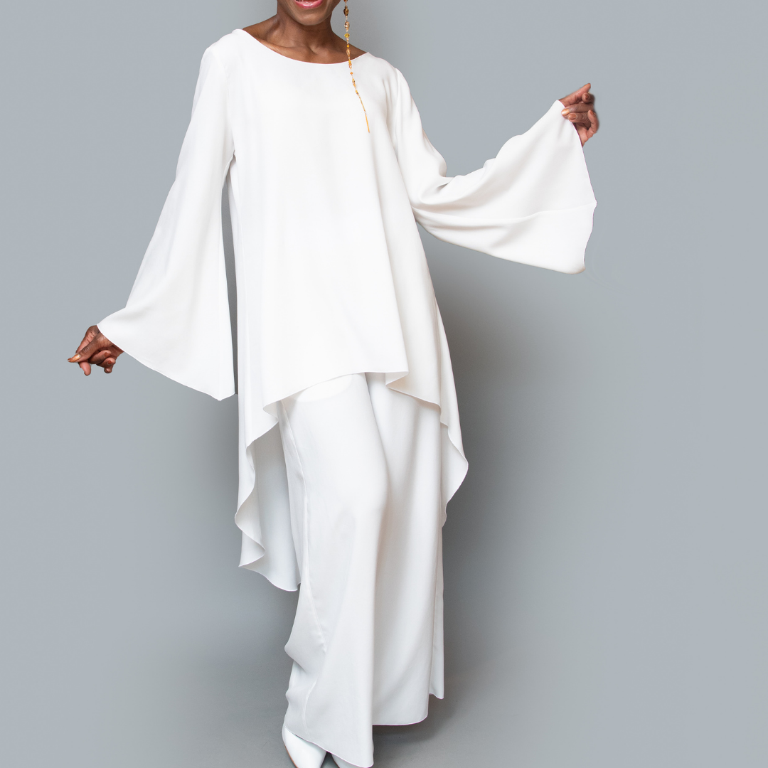 High-low bell sleeve top