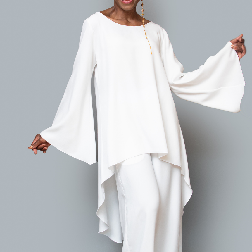 High-low bell sleeve top