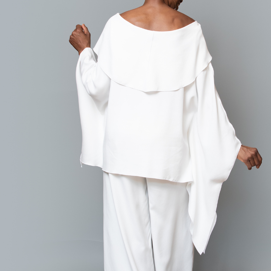 Boat collar kimono sleeve top