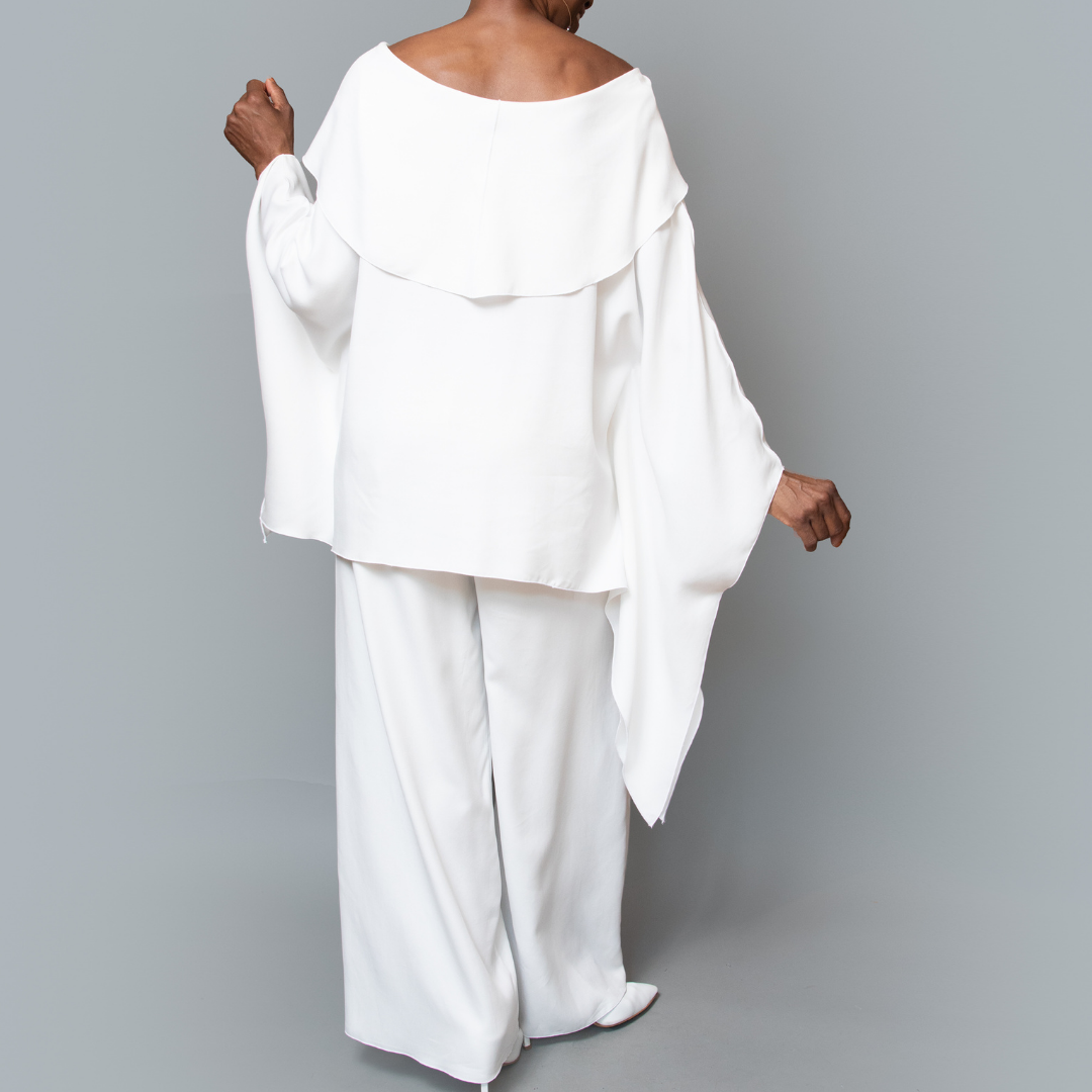 Boat collar kimono sleeve top