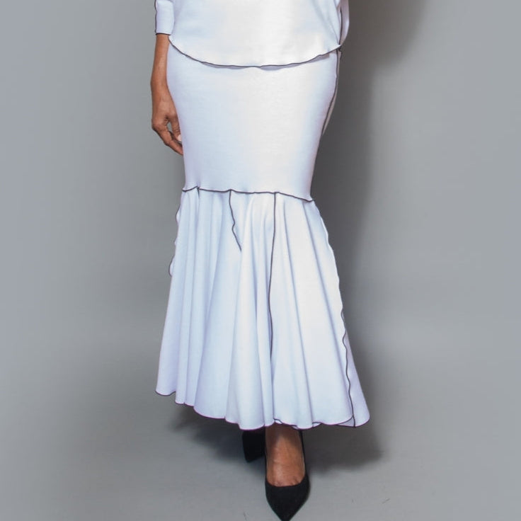 Peplum black contrast overlock skirt