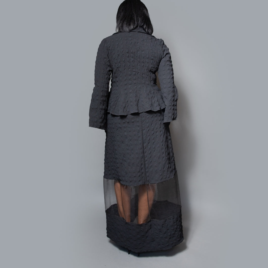 Long A-Line sheer detail skirt