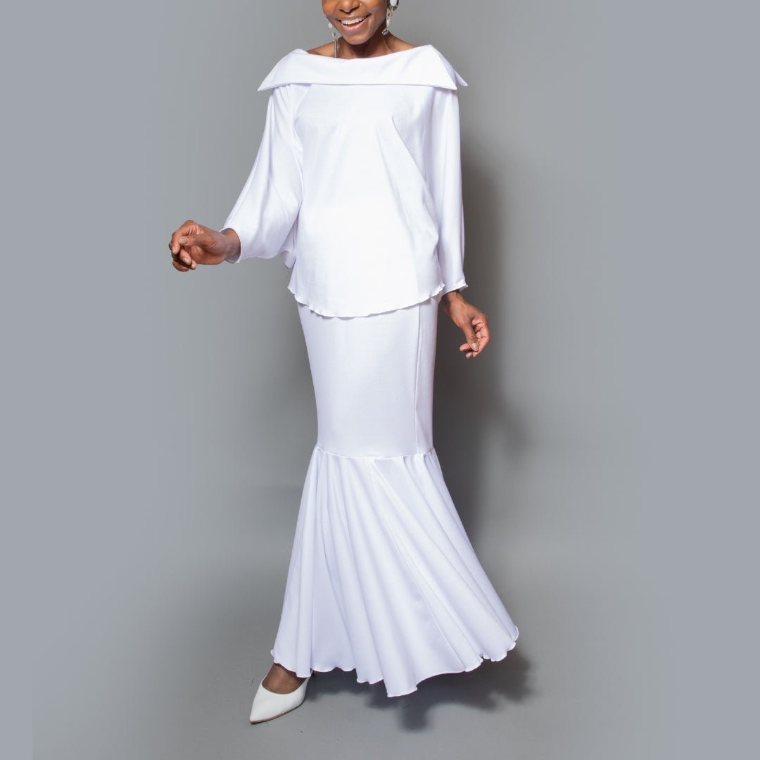 Boat neck collar dolman sleeve overlocks top