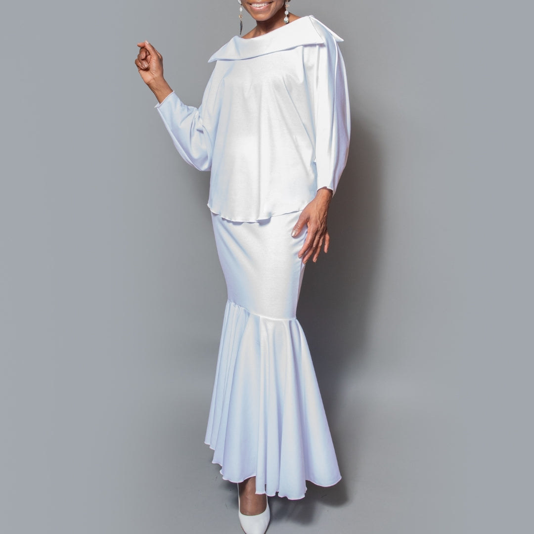 Boat neck collar dolman sleeve overlocks top
