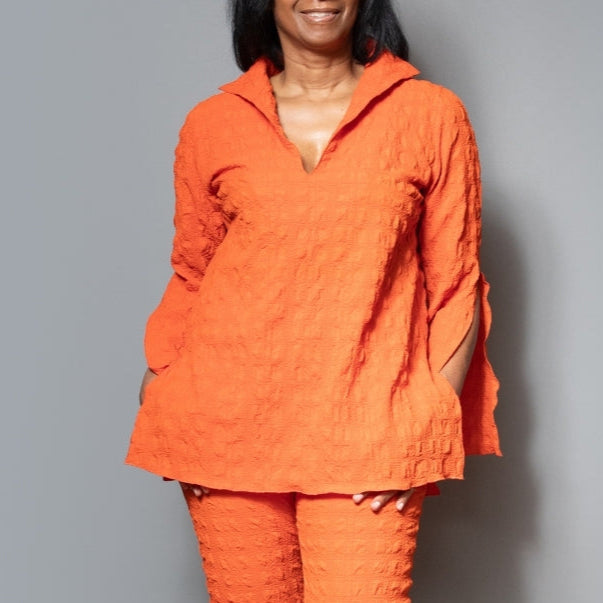 V-neck slit sleeve top