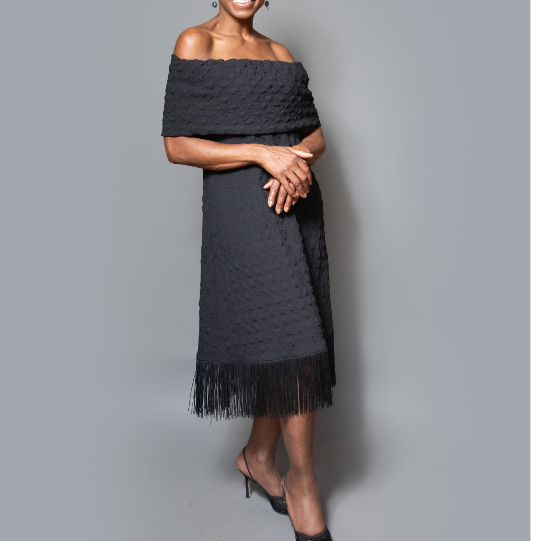 Band shoulder tassel dress
