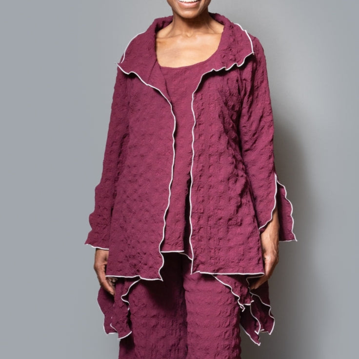 Drape side overlock jacket