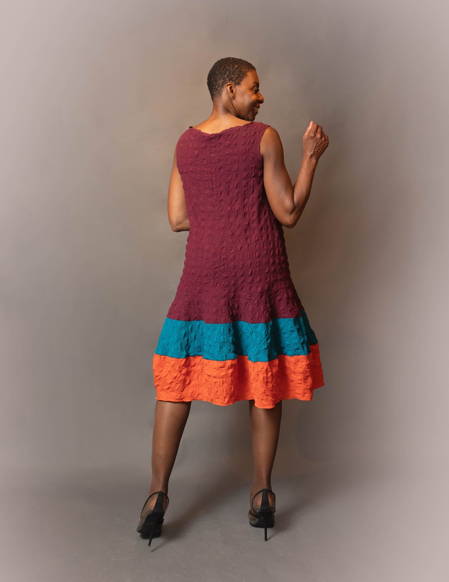 Drop waist color block dress