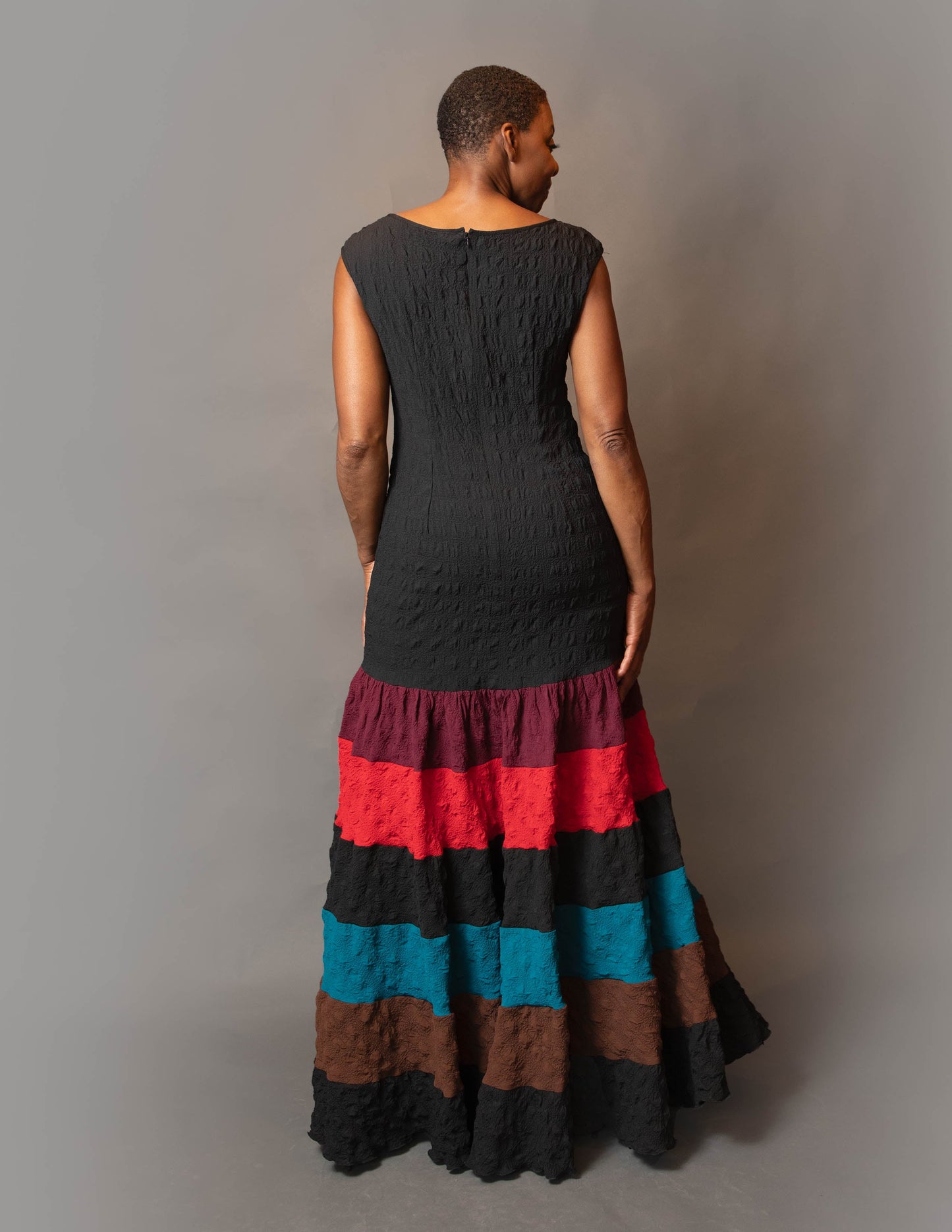 Drop waist color block dress