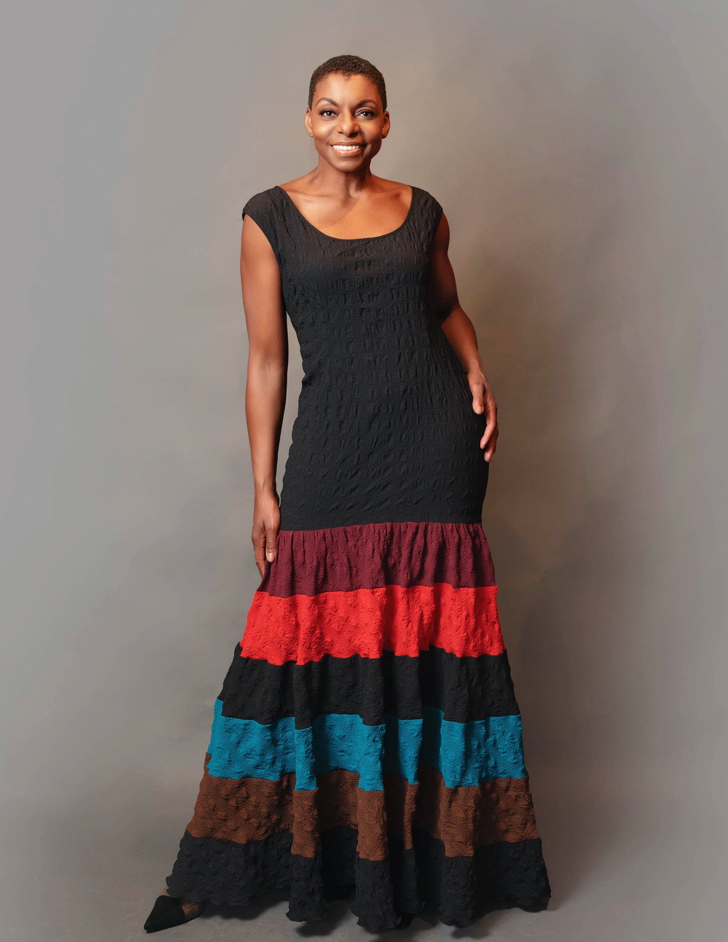 Drop waist color block dress