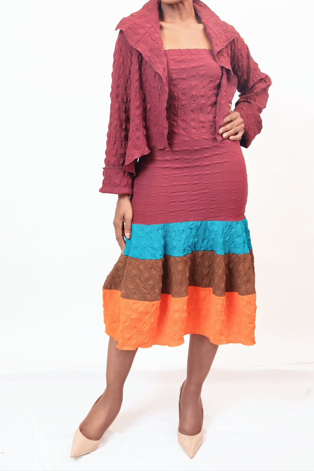 Tricolor tulip dress