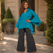 V-neck slit sleeve top