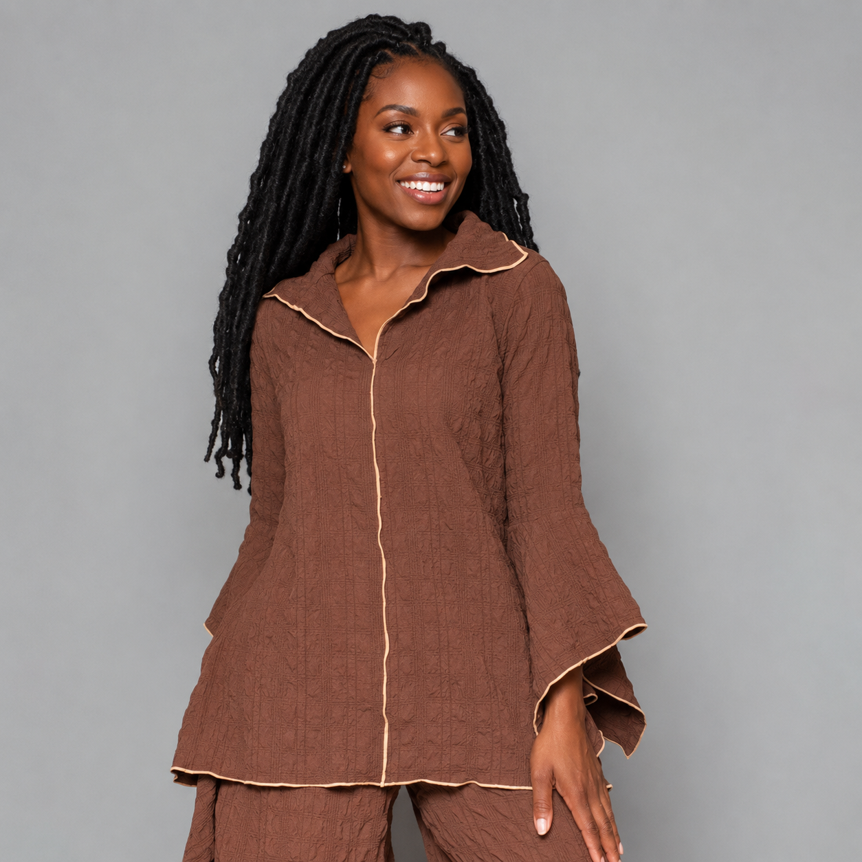Detailed pearl stitch tunic