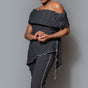 Band shoulder asymmetric hem overlock top