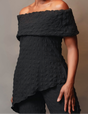 Band shoulder asymmetric hem top