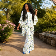 Print knit pants set