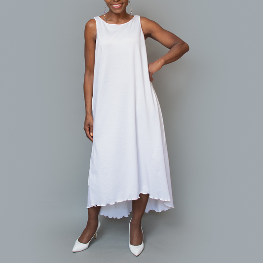 Sleeveless high low v-back dress