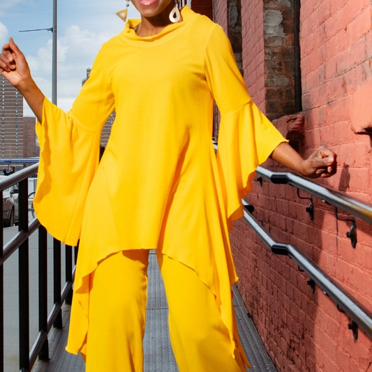 Fabulous drape side mock turtle pearl stitch details cotton knit top