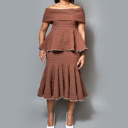 Band shoulder peplum overlock top