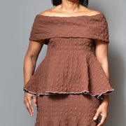 Band shoulder peplum overlock top