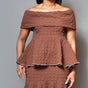 Band shoulder peplum overlock top