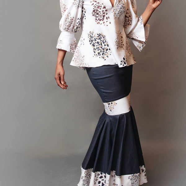 Contrast peplum skirt