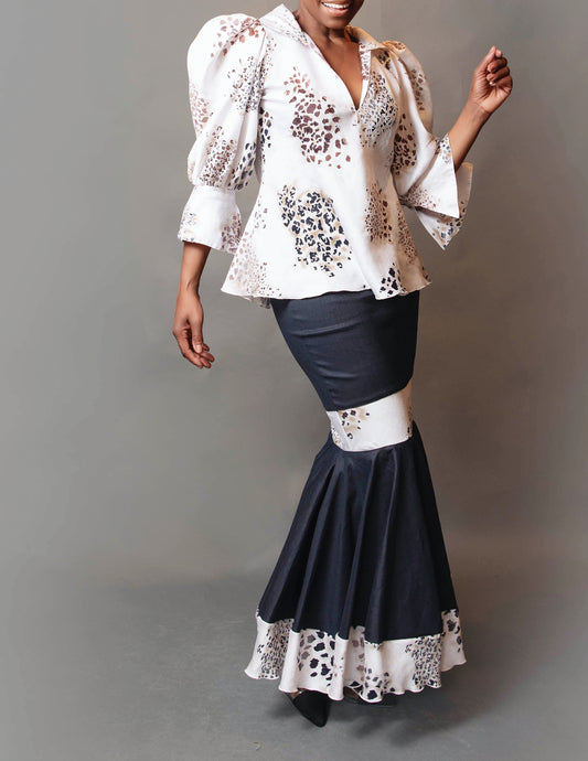 Contrast peplum skirt