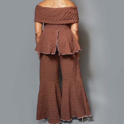 Band shoulder peplum overlock top