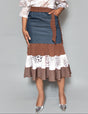 Denim contrast layered skirt