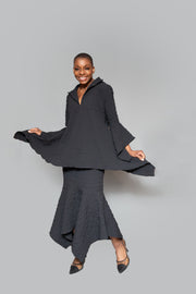 Slit neck asymmetrical tunic