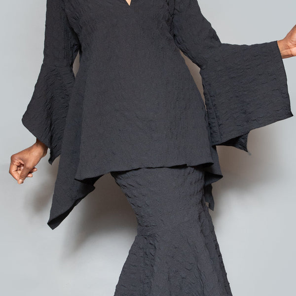 Slit neck asymmetrical tunic