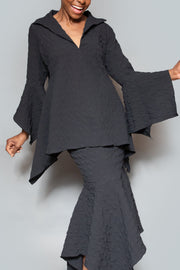 Slit neck asymmetrical tunic