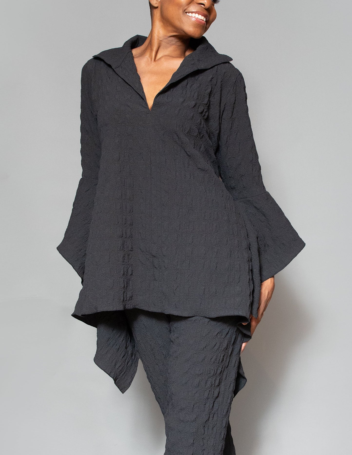 V-neck slit sleeve top