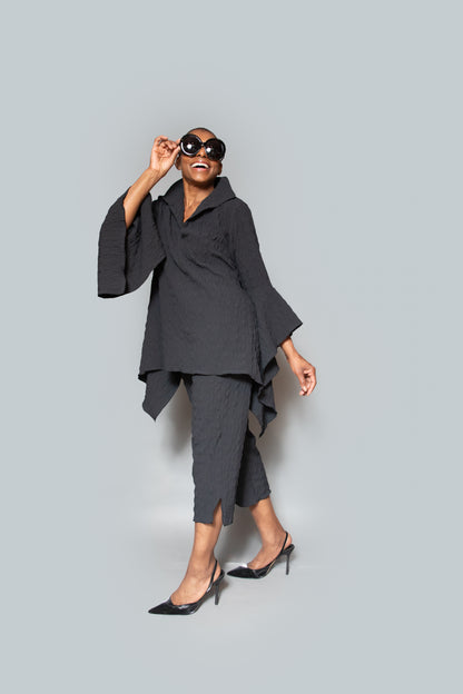 Slit neck asymmetrical tunic
