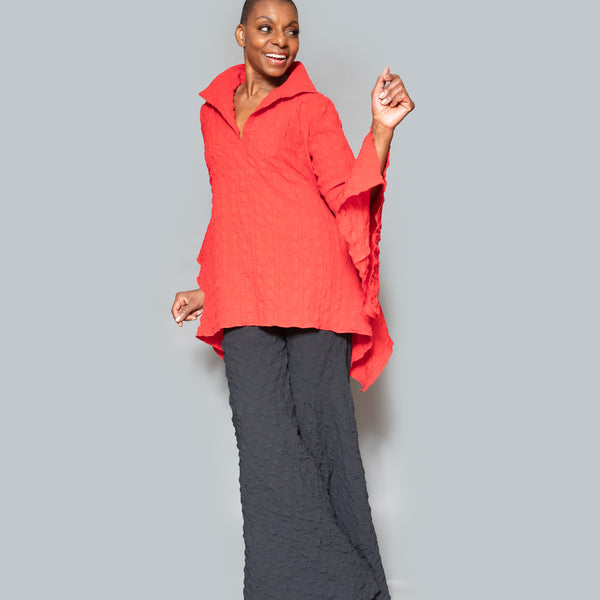 V-neck slit sleeve top