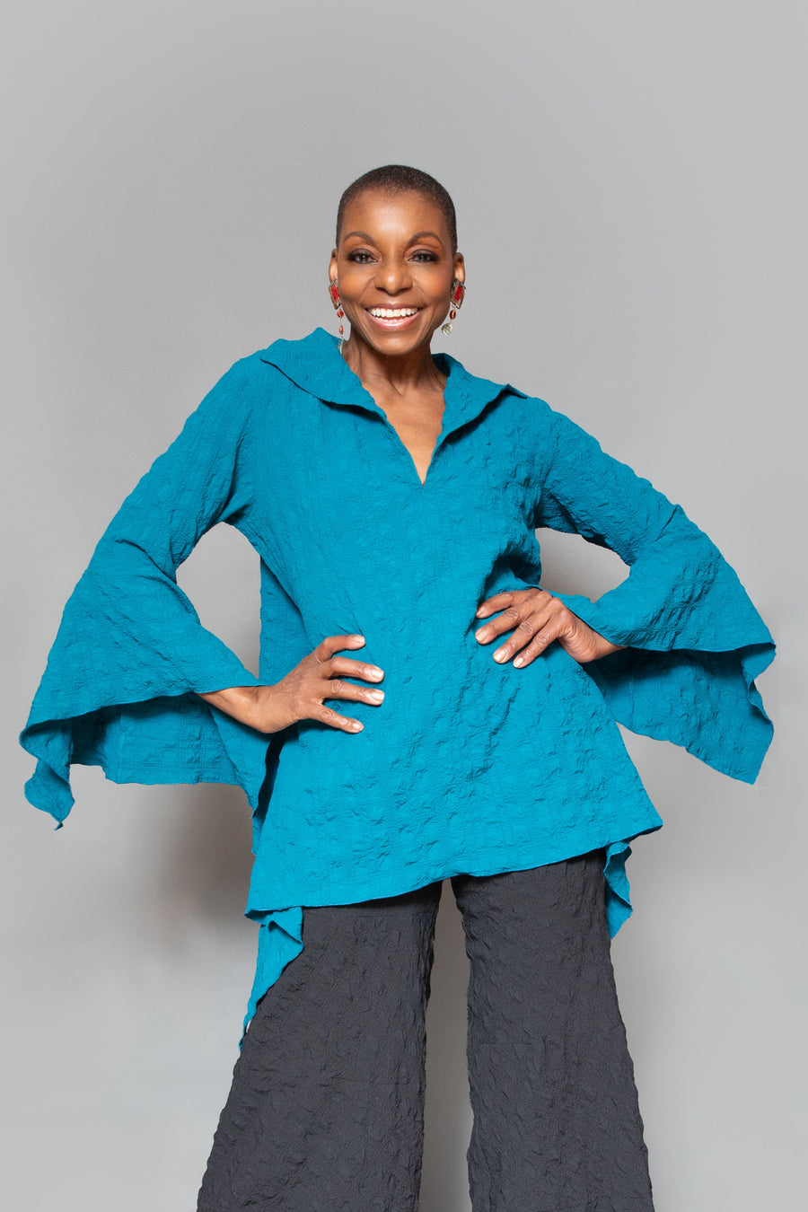 V-neck slit sleeve top