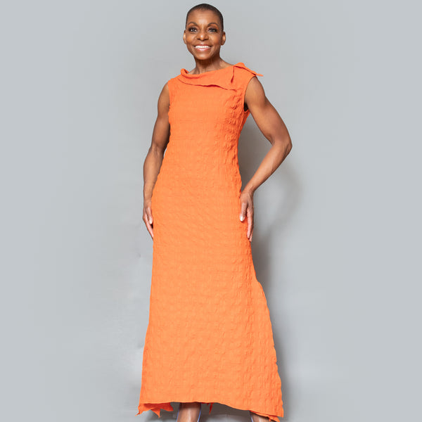 Slit hem slit collar dress