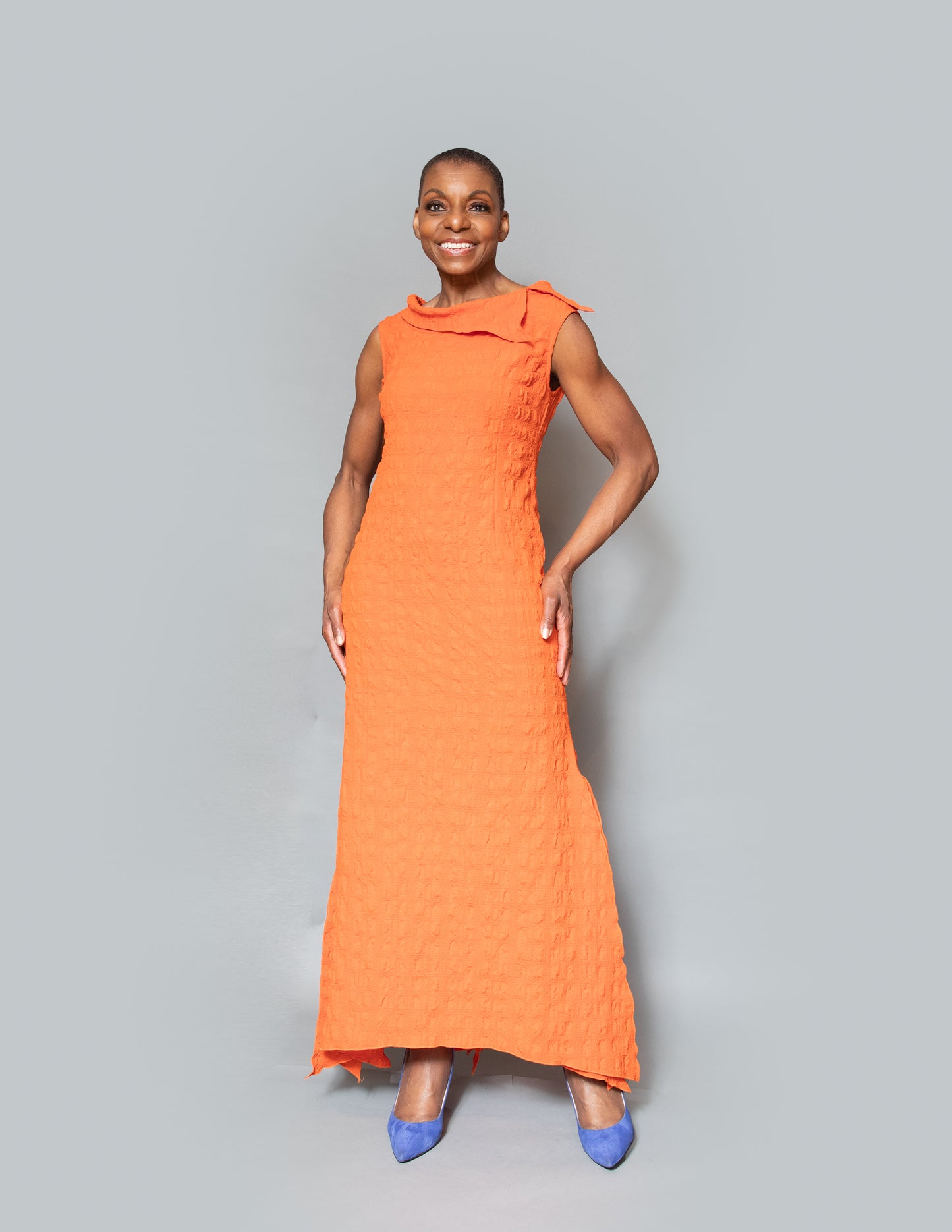 Slit hem slit collar dress