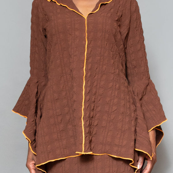 Slit neck contrast pearl tunic