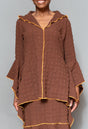 Slit neck contrast pearl tunic