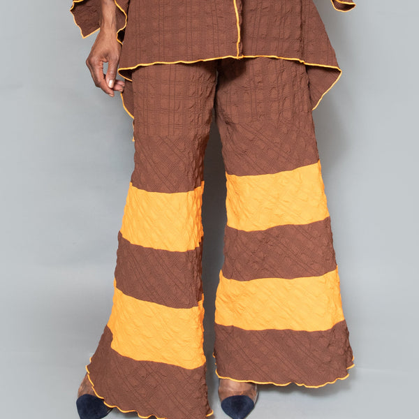 Brown mango layered wide leg pants