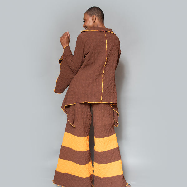 Brown mango layered wide leg pants