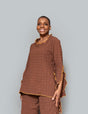 Slit sleeve overlock details tunic