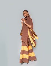 Slit color block slit brown mango tunic