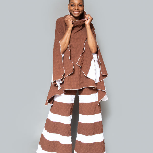 Color block brown white pants