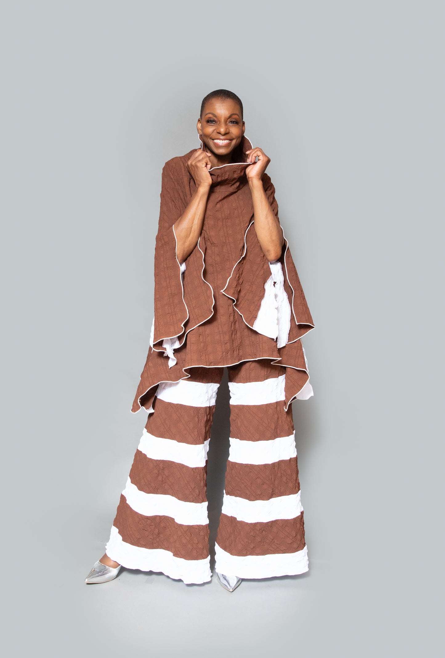 Color block brown white pants