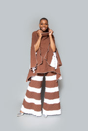 Color block brown white pants